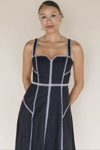 Embroidered Detail Midi Dress