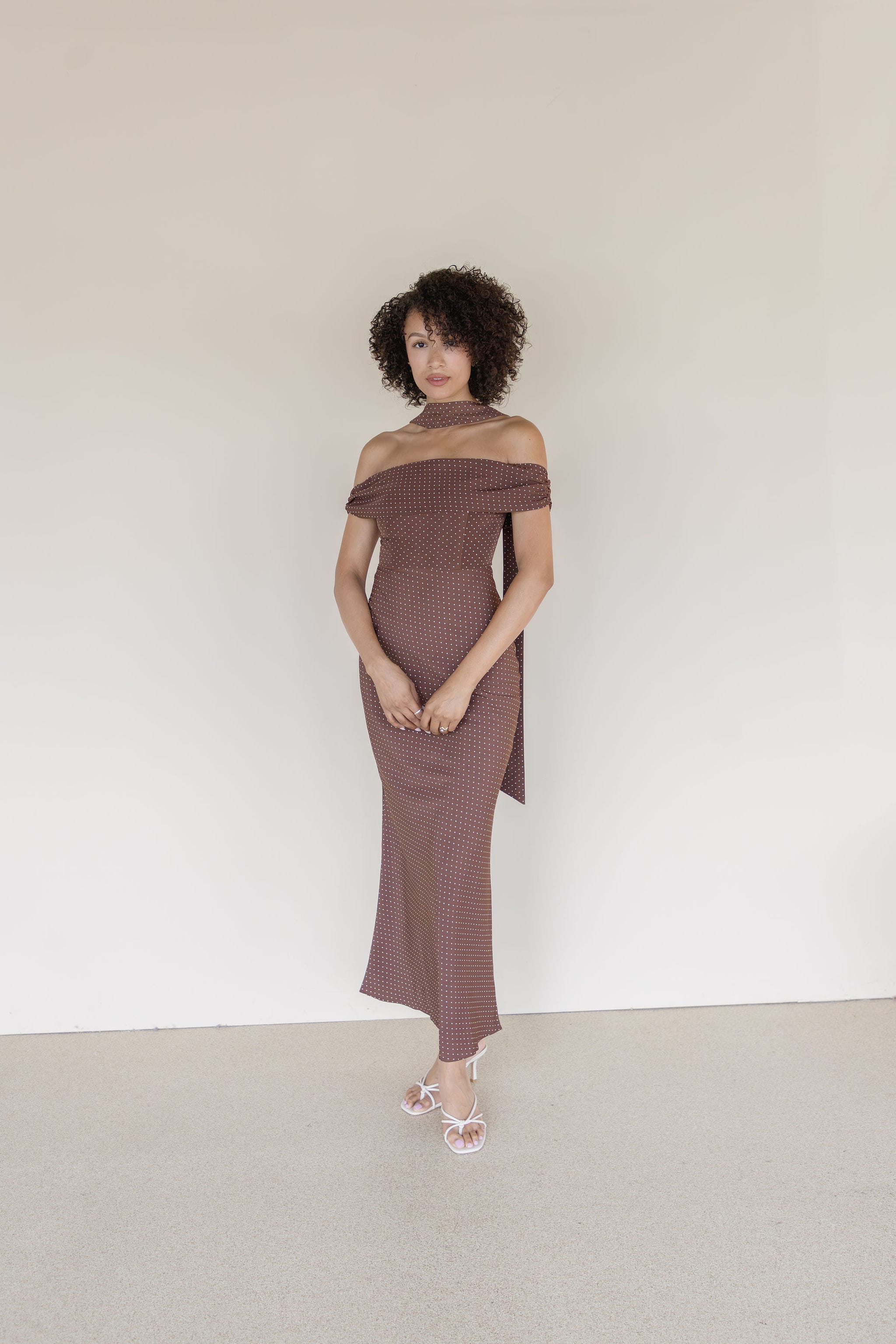 Lindsay Off The Shoulder Dress With Scarf