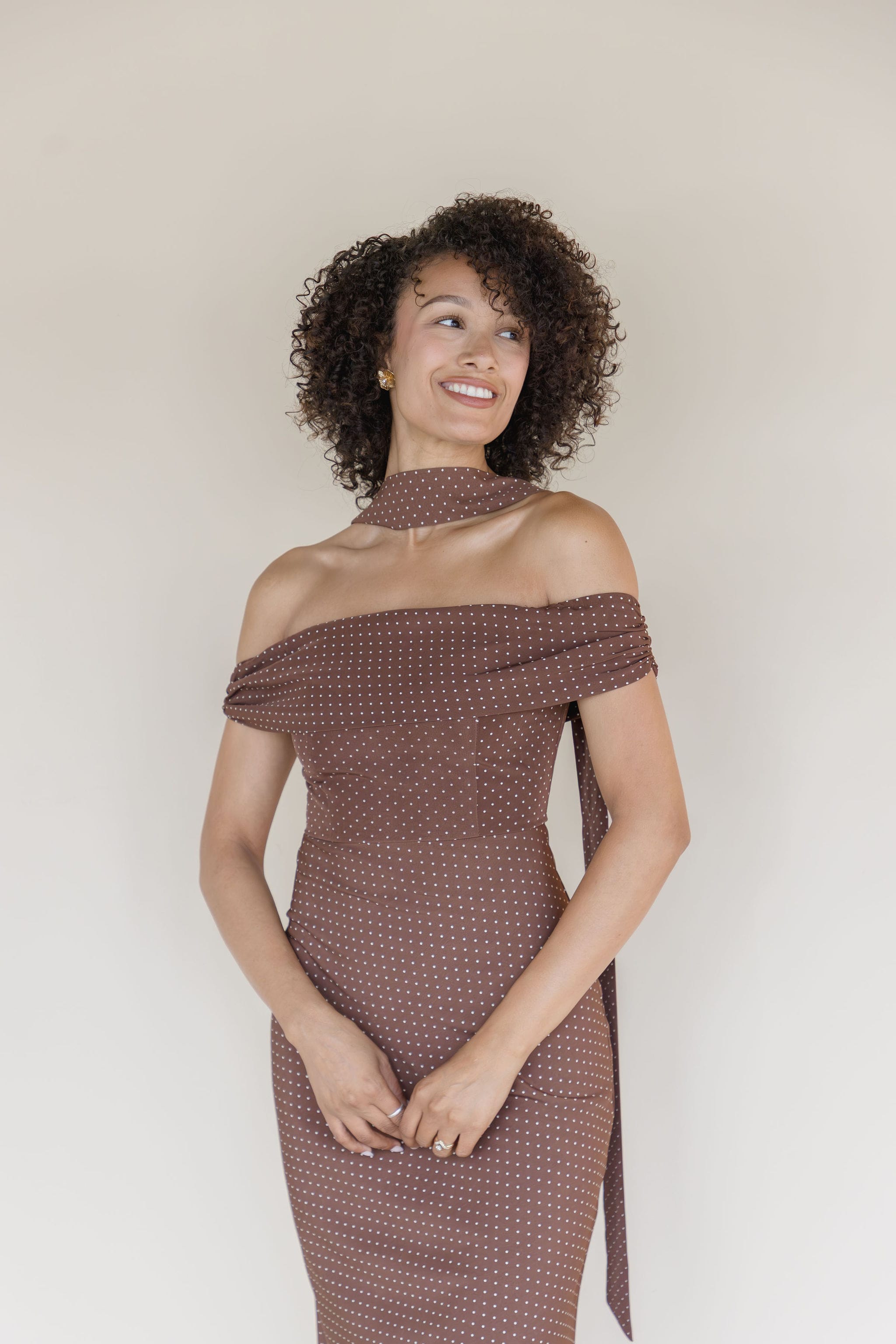 Lindsay Off The Shoulder Dress With Scarf