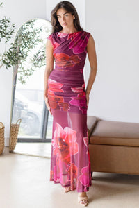 Parmida Mesh Floral Maxi Dress