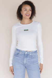 Extra Olives Please Long Sleeve Beaded Tee Extra Olives Please Long Sleeve Beaded Tee