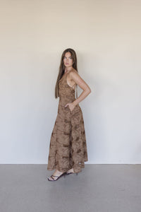 Elianna Stitch Detail Open Back Maxi Dress