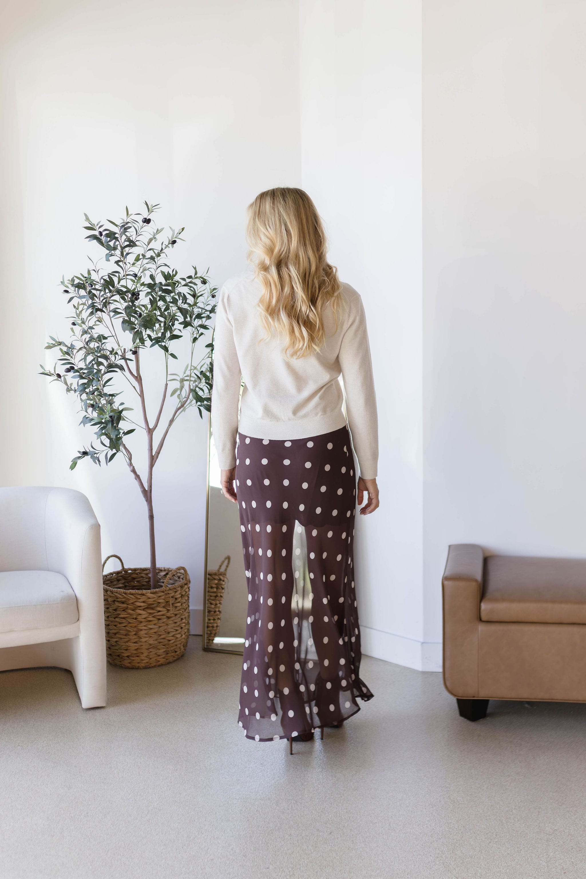 Blythe Sheer Polka Dot Midi Skirt
