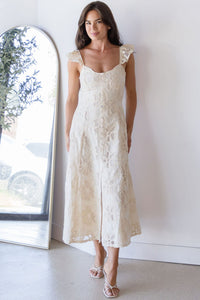 Wildest Dreams Flutter Sleeve Smocking Detail Midi Dress