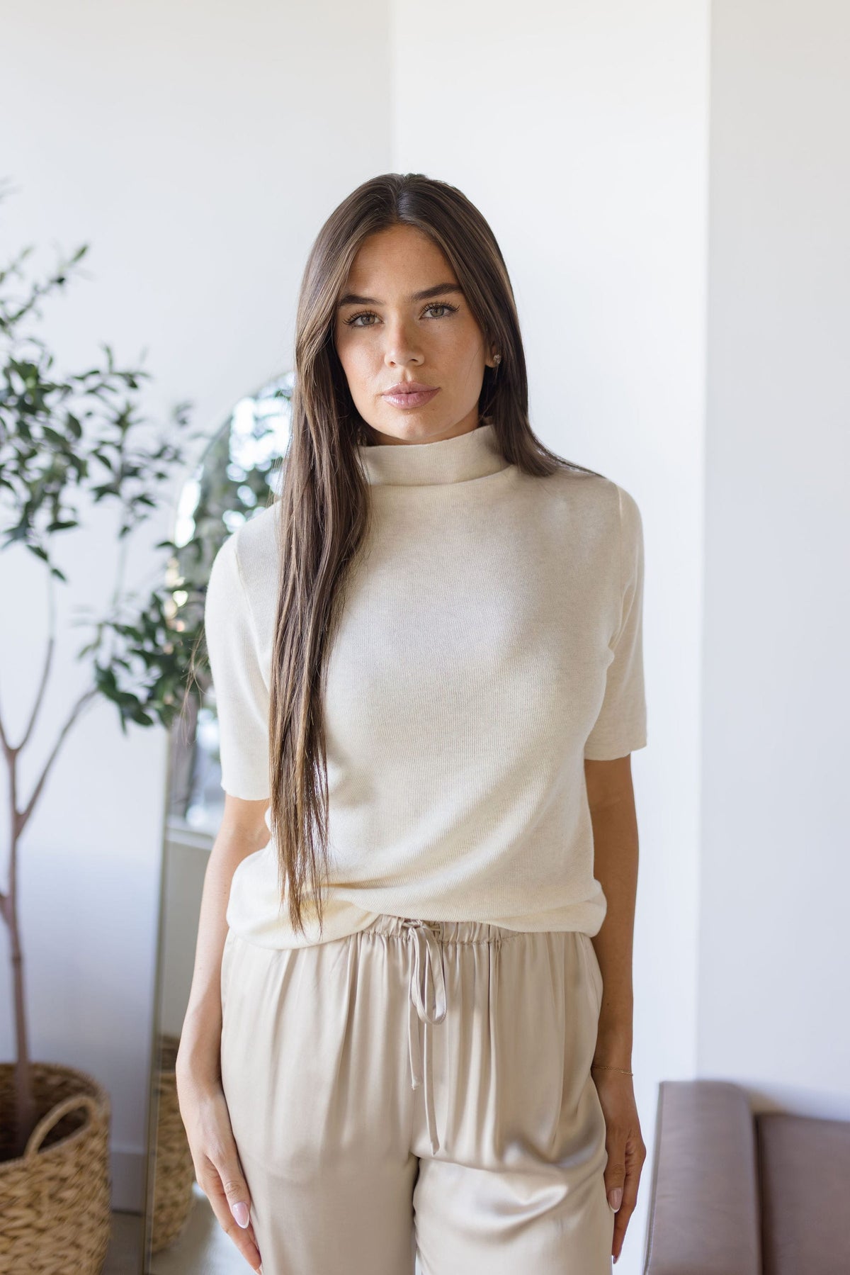 Mona Ribbed Mock Neck Top