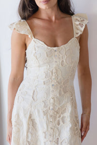 Wildest Dreams Flutter Sleeve Smocking Detail Midi Dress