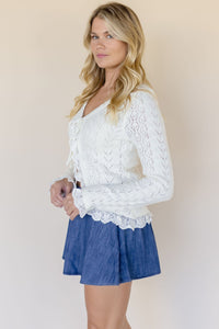 Lacey Pointelle Tie-Front Cardigan Lacey Pointelle Tie-Front Cardigan