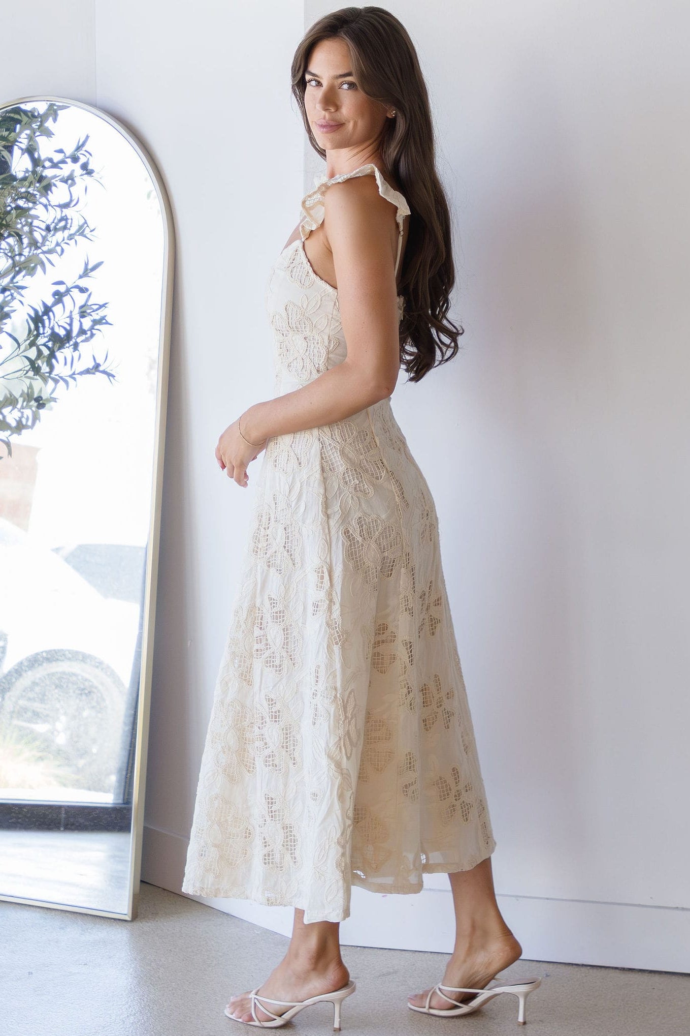 Wildest Dreams Flutter Sleeve Smocking Detail Midi Dress