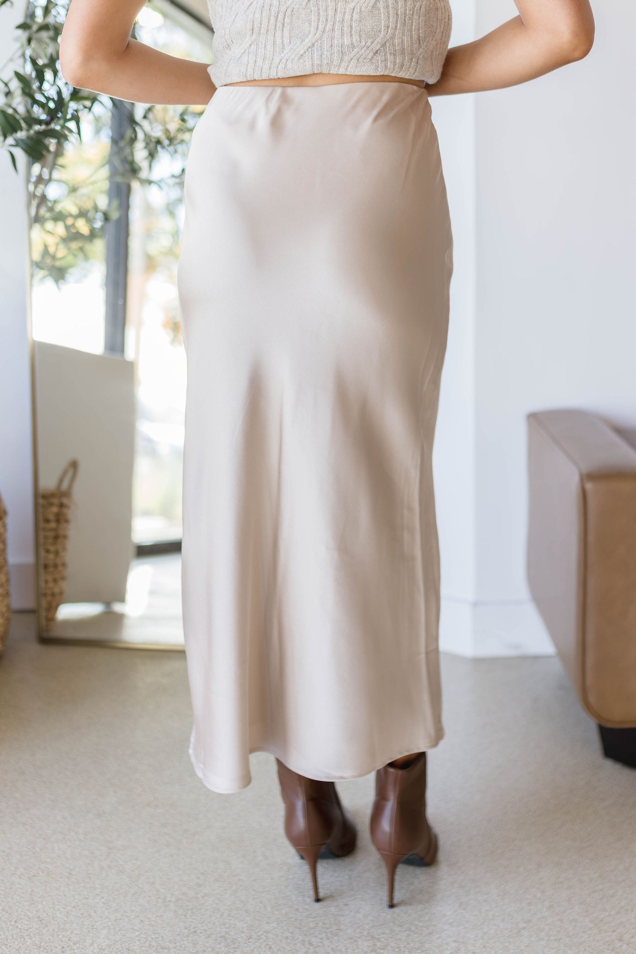Ruthie Satin Midi Skirt