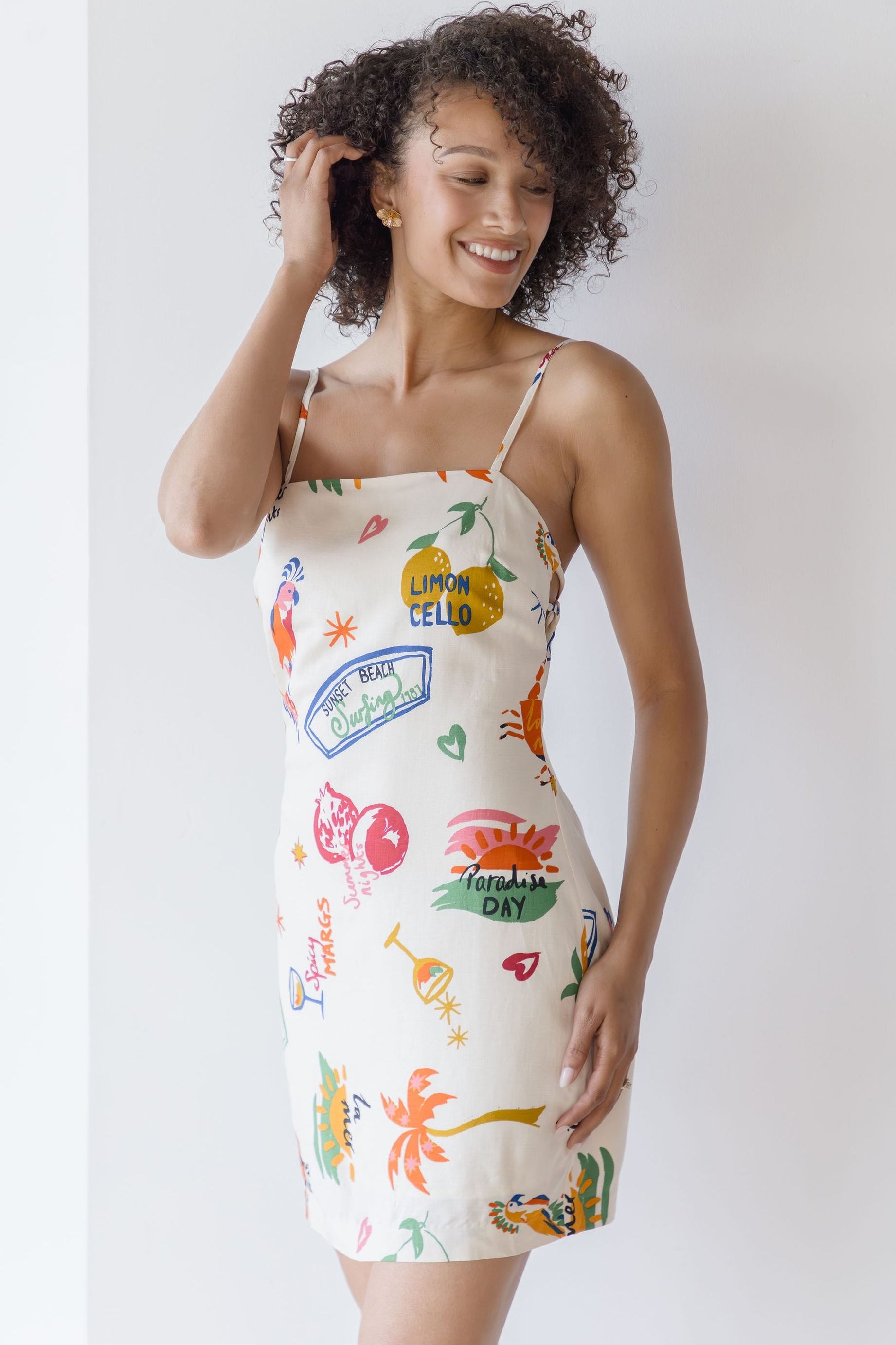 Valencia Novelty Print Open Back Mini Dress