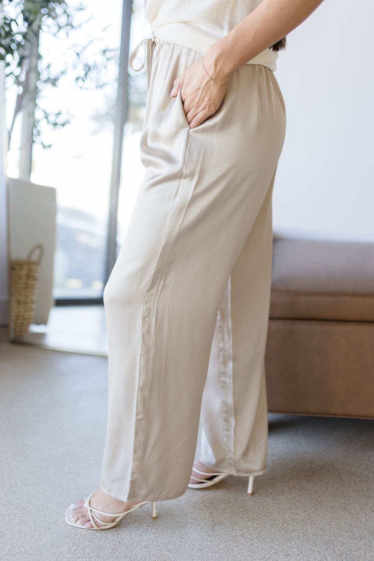 Serena Satin Pull-On Pants