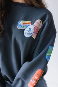 Ski Patch & Pass Collector Oversized Crew Sweatshirt