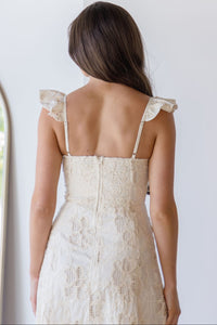 Wildest Dreams Flutter Sleeve Smocking Detail Midi Dress