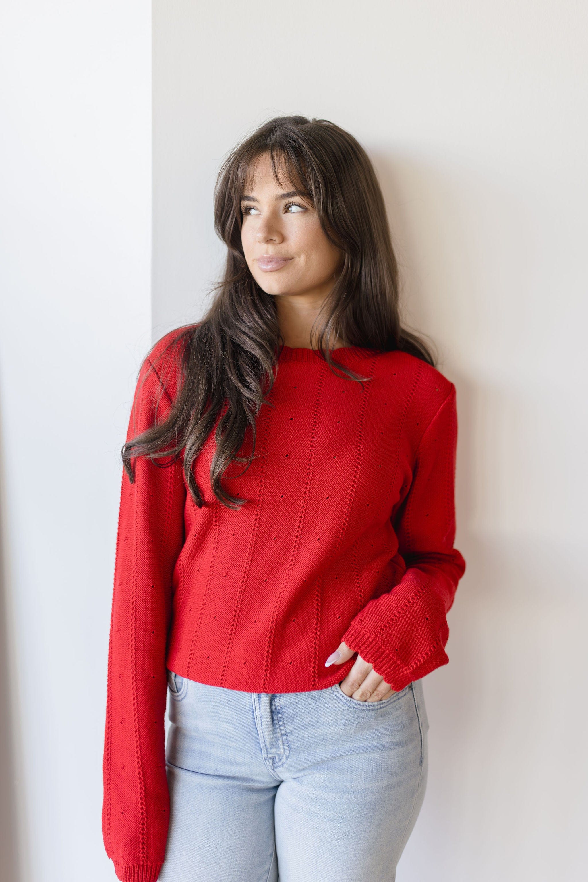 Cherry On Top Pointelle Knit Sweater