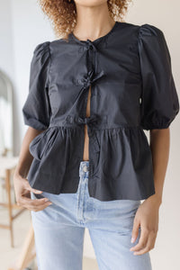 Olivia Poplin Peplum Top