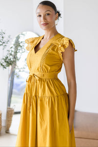 Sleeveless V-Neck Pleated Front Detail Midi Dress