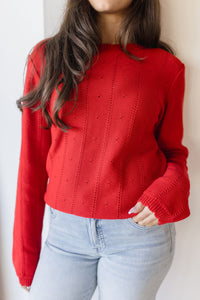 Cherry On Top Pointelle Knit Sweater