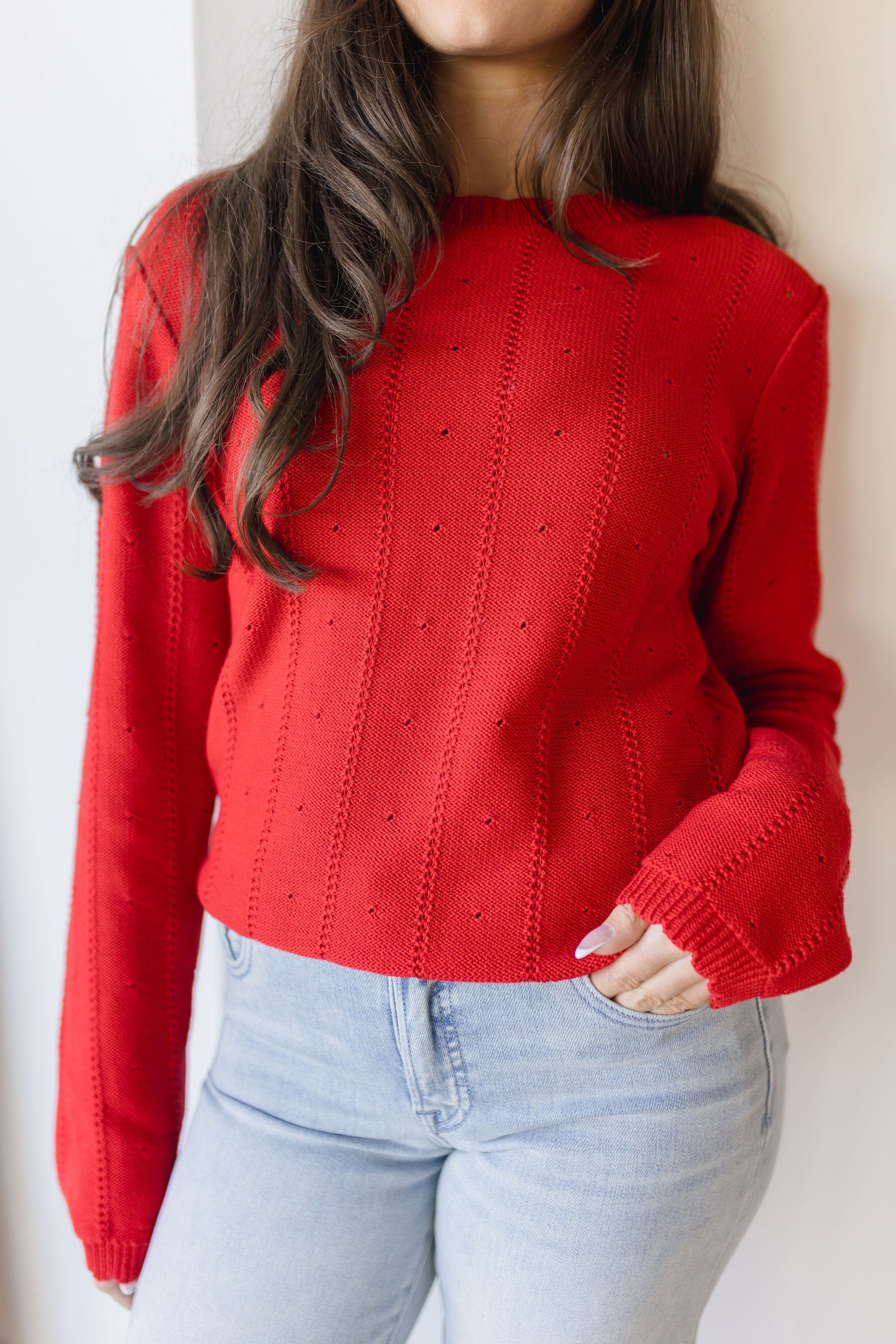 Cherry On Top Pointelle Knit Sweater