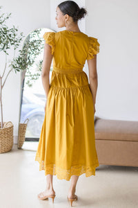 Sleeveless V-Neck Pleated Front Detail Midi Dress