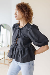 Olivia Poplin Peplum Top