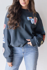 Ski Patch & Pass Collector Oversized Crew Sweatshirt