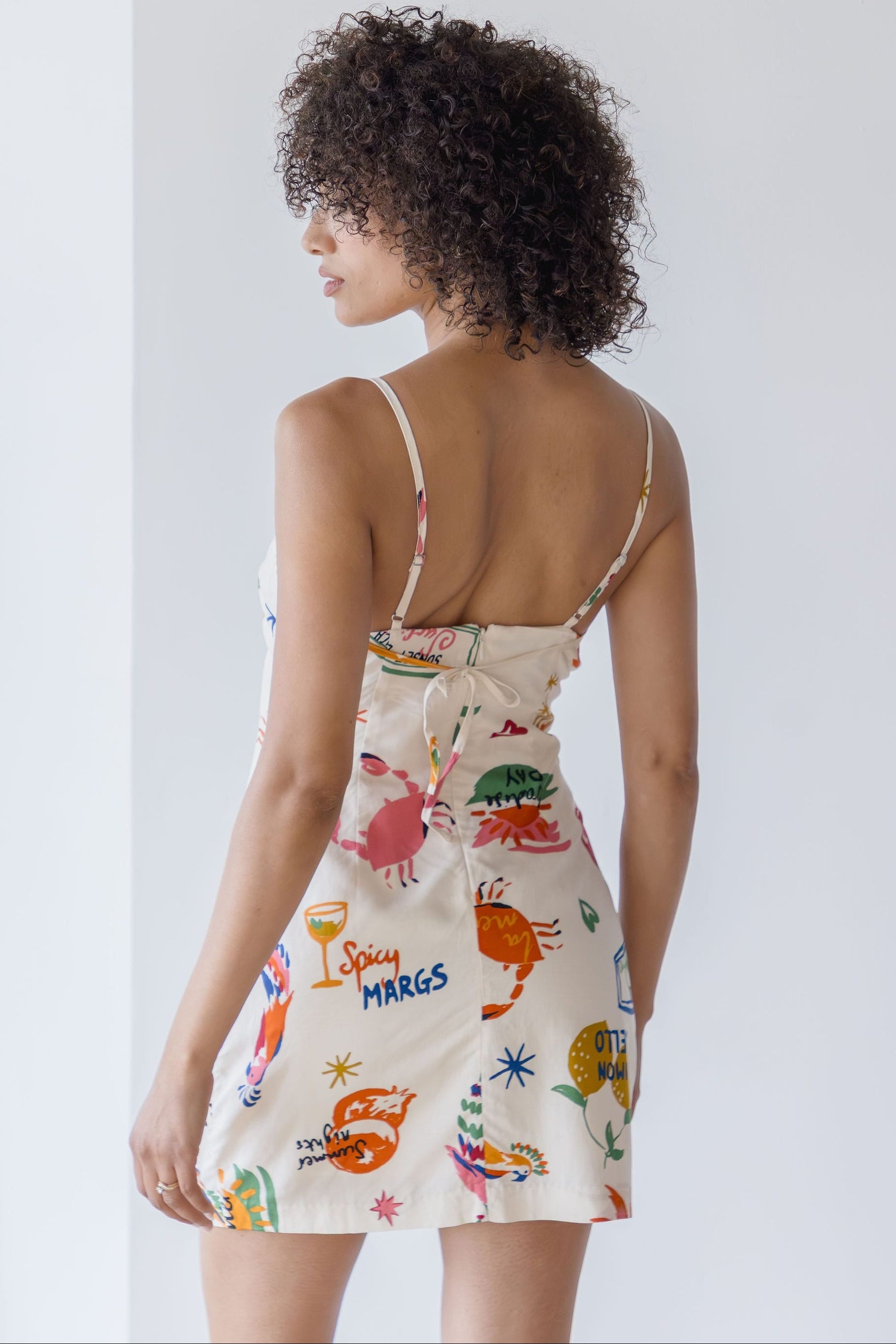 Valencia Novelty Print Open Back Mini Dress