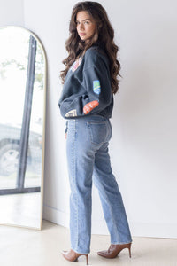 Ski Patch & Pass Collector Oversized Crew Sweatshirt