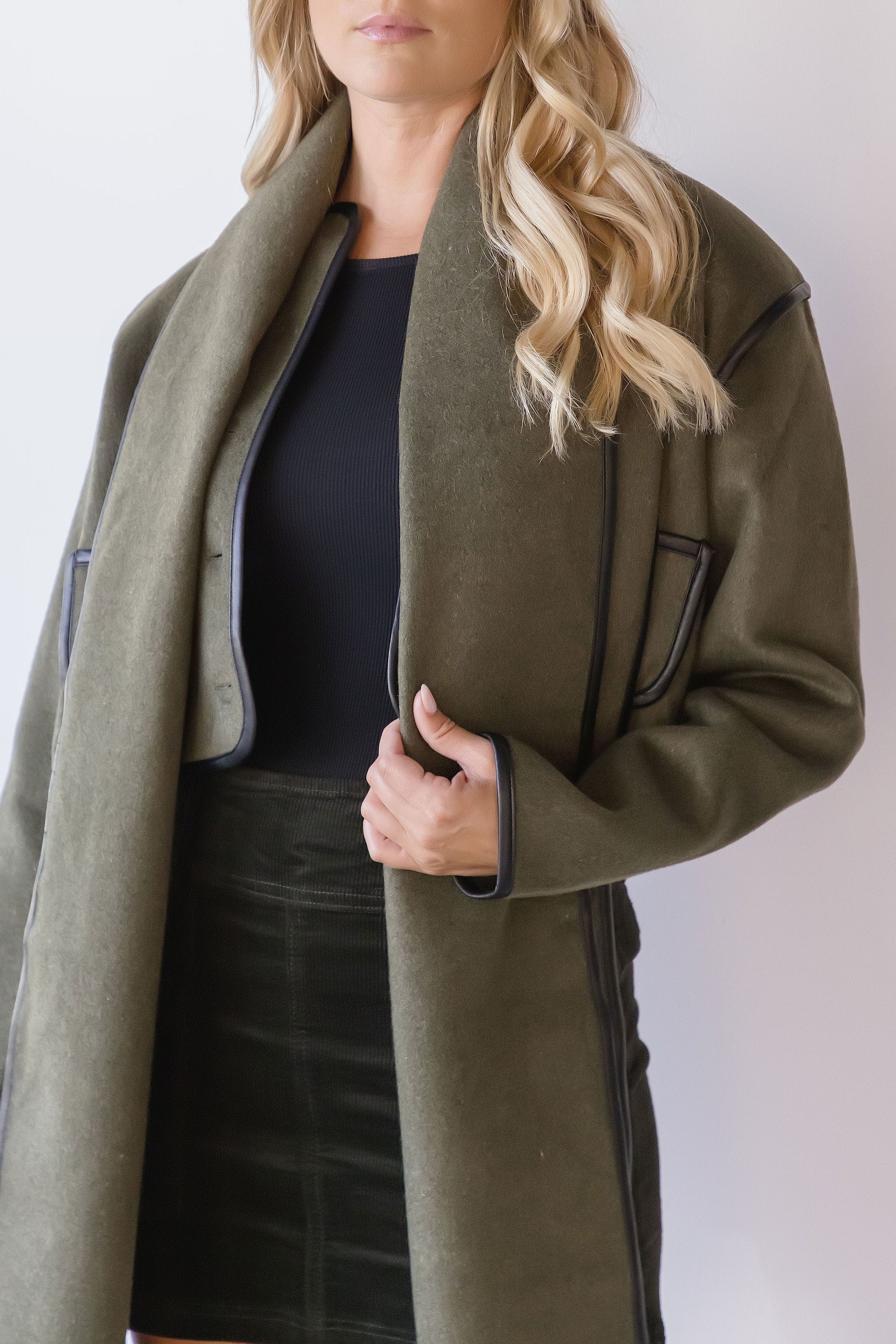 Ellery Button Leather Trim Detail Jacket Ellery Button Leather Trim Detail Jacket