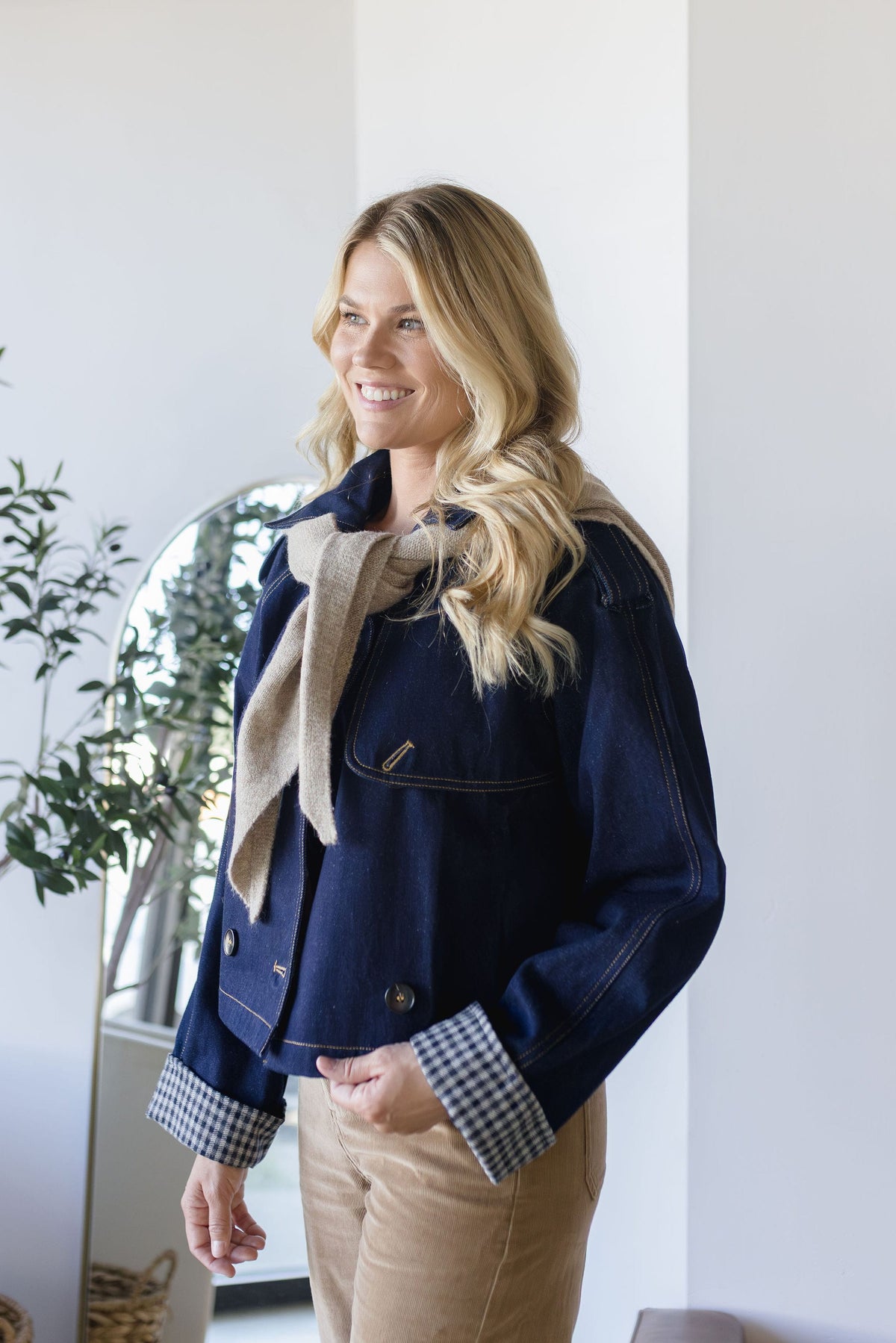 Denim Double Breasted Trench Jacket