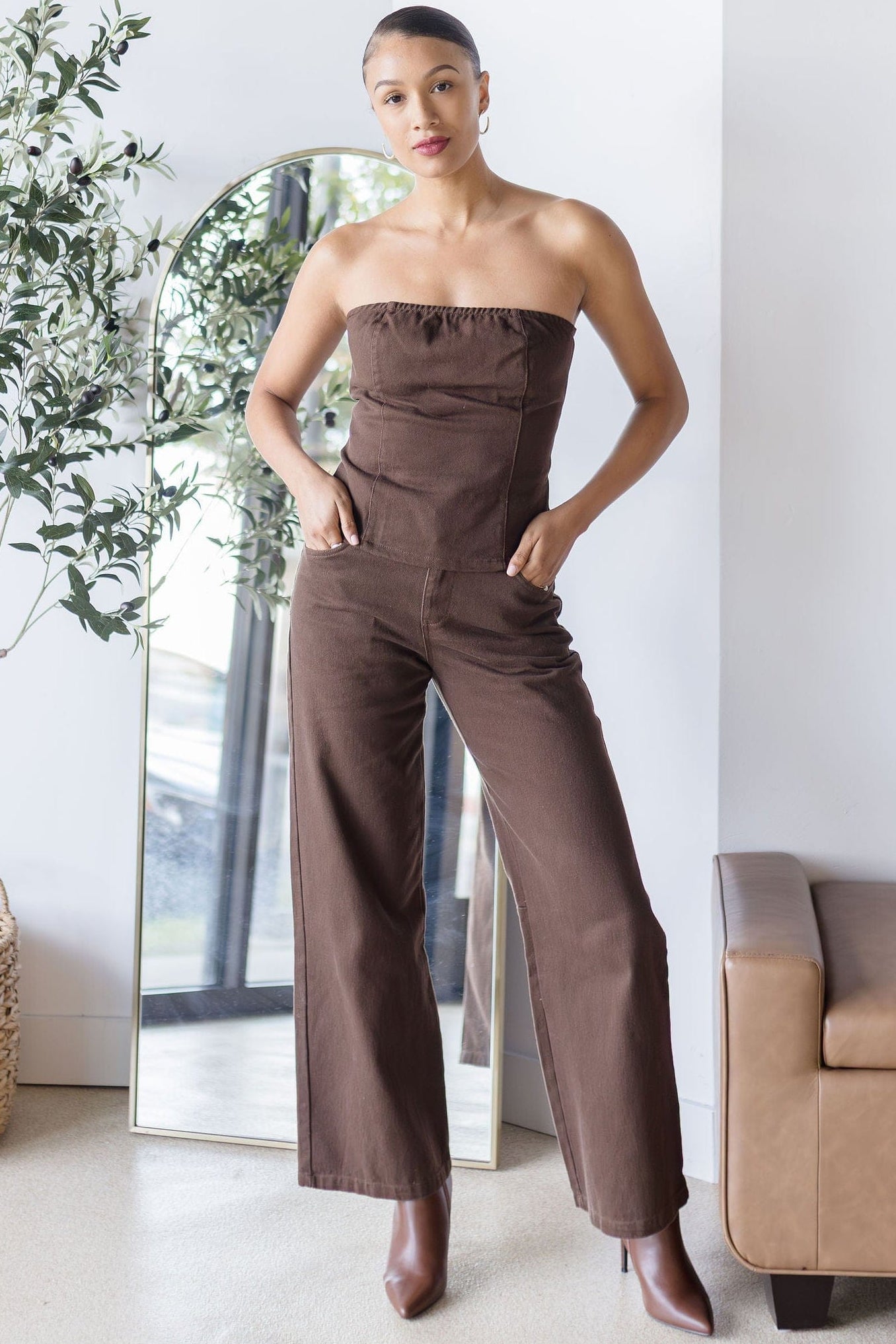 Troye Strapless Twill Top Troye Strapless Twill Top