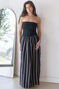 Celeste Linen Mix Tube Top Midi Dress