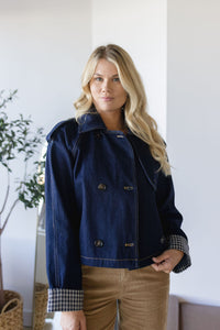 Denim Double Breasted Trench Jacket