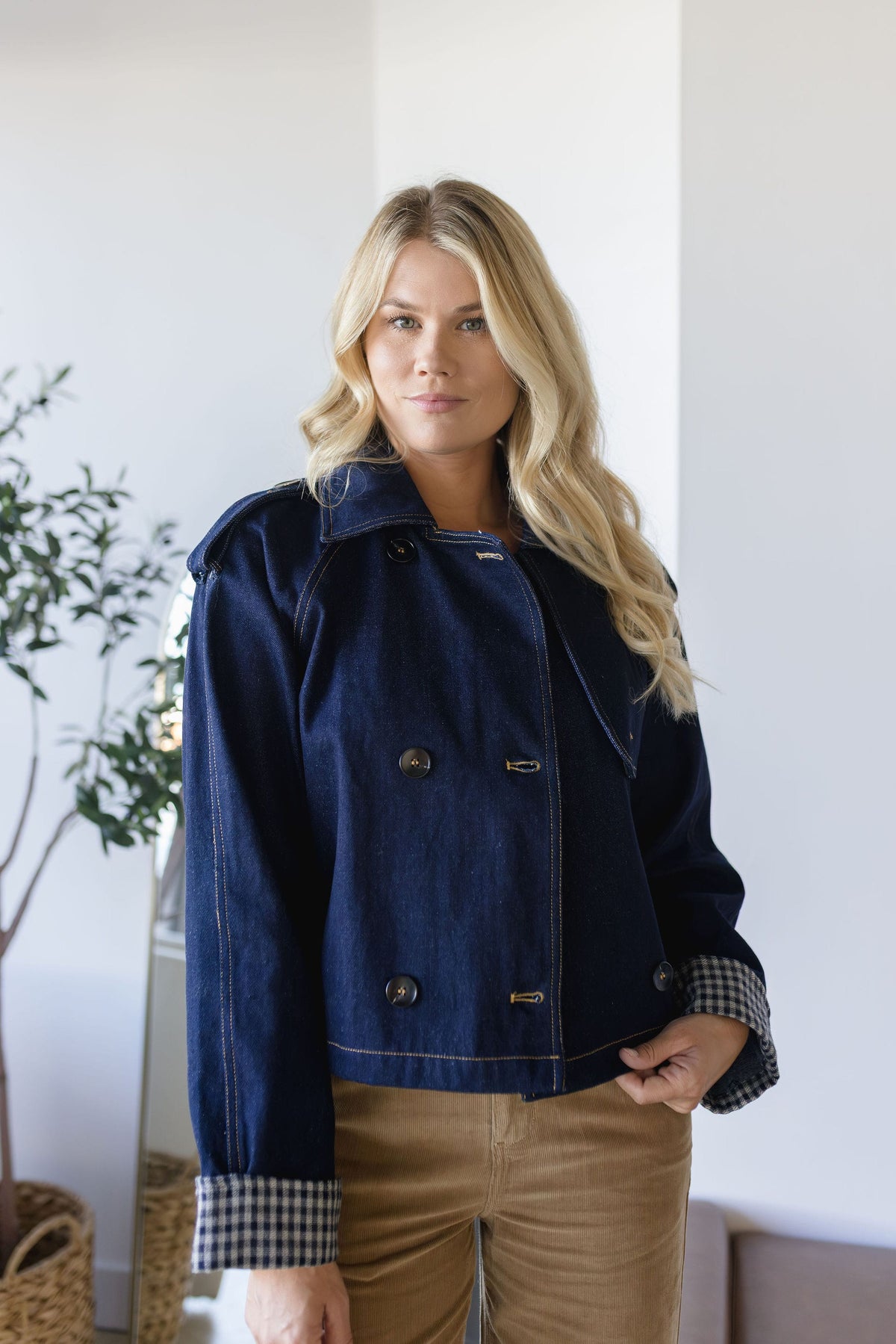 Denim Double Breasted Trench Jacket