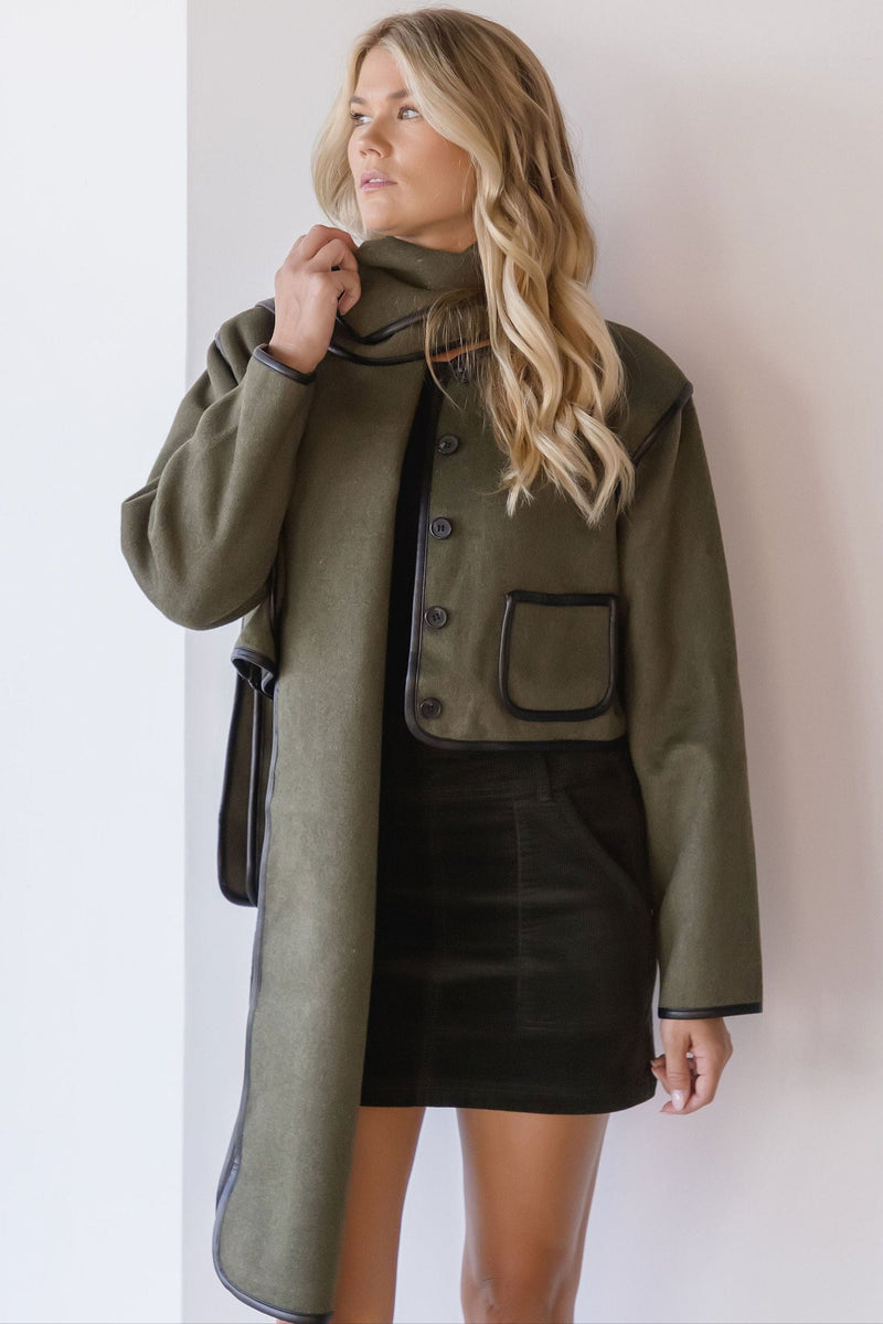 Ellery Button Leather Trim Detail Jacket Ellery Button Leather Trim Detail Jacket