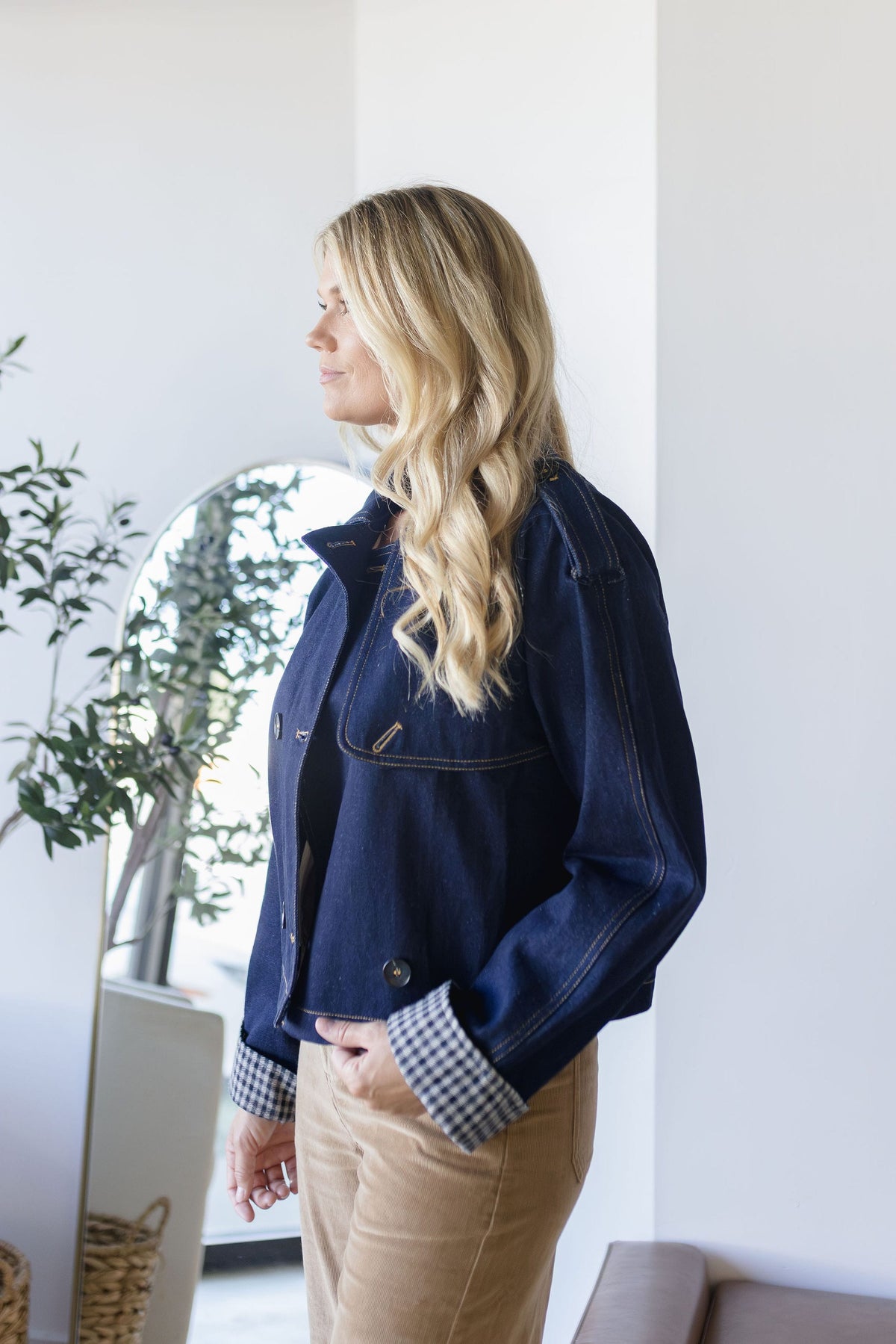Denim Double Breasted Trench Jacket