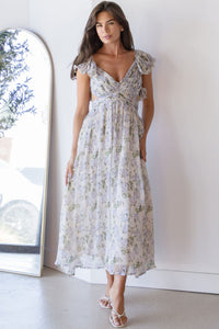 Jillian Flutter Sleeve Midi Dress