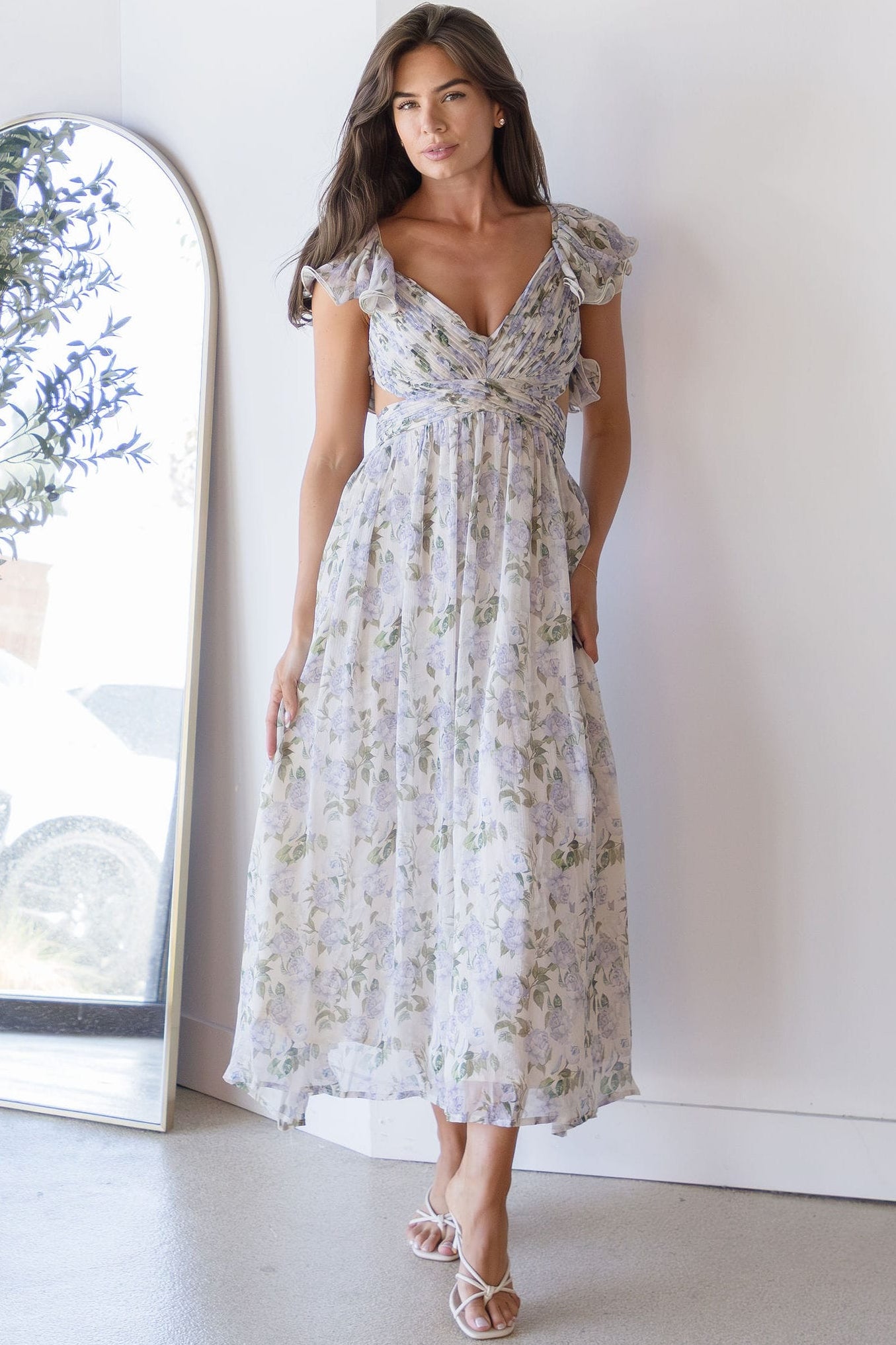 Jillian Flutter Sleeve Midi Dress