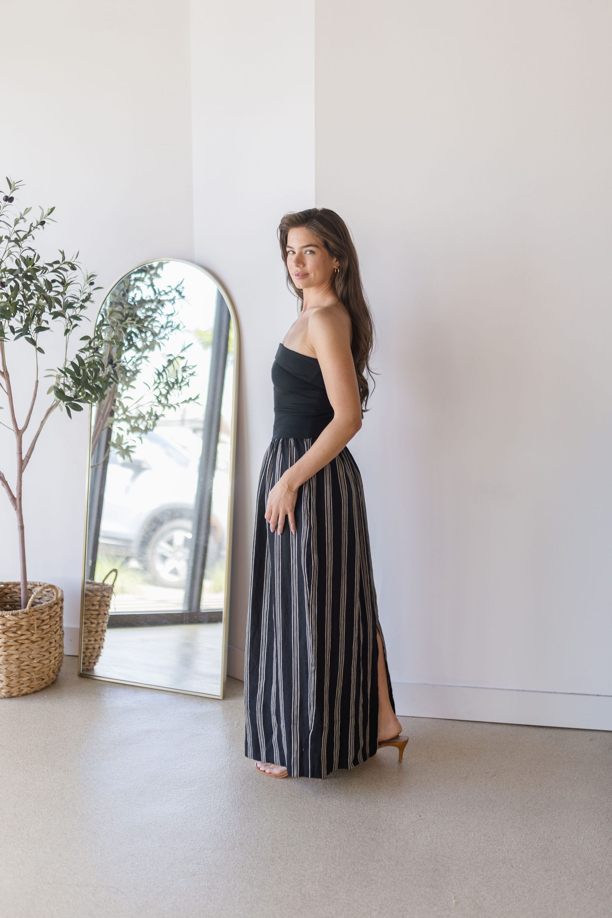 Celeste Linen Mix Tube Top Midi Dress