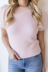 Love Bug Fuzzy Short Sleeve Sweater