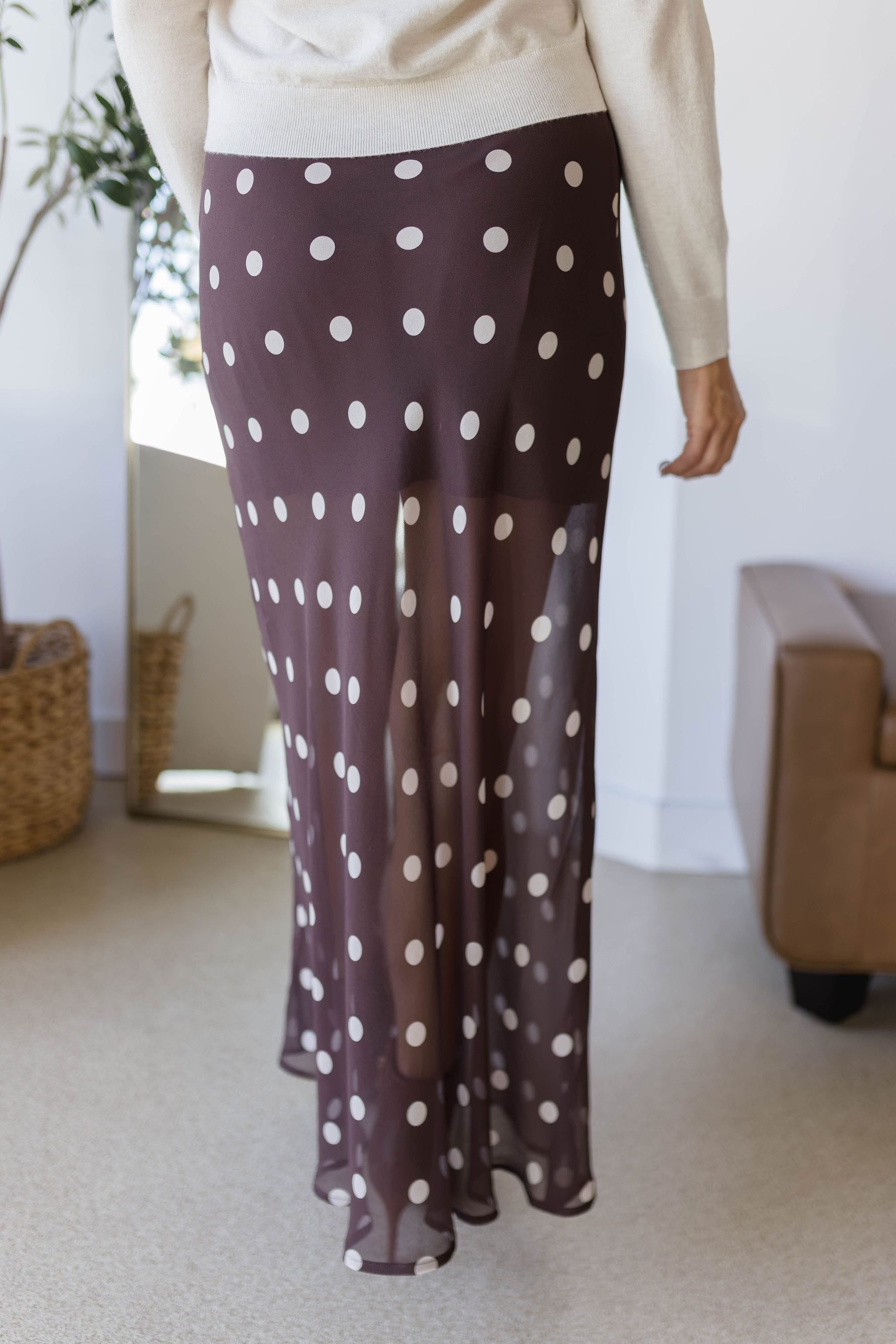 Blythe Sheer Polka Dot Midi Skirt