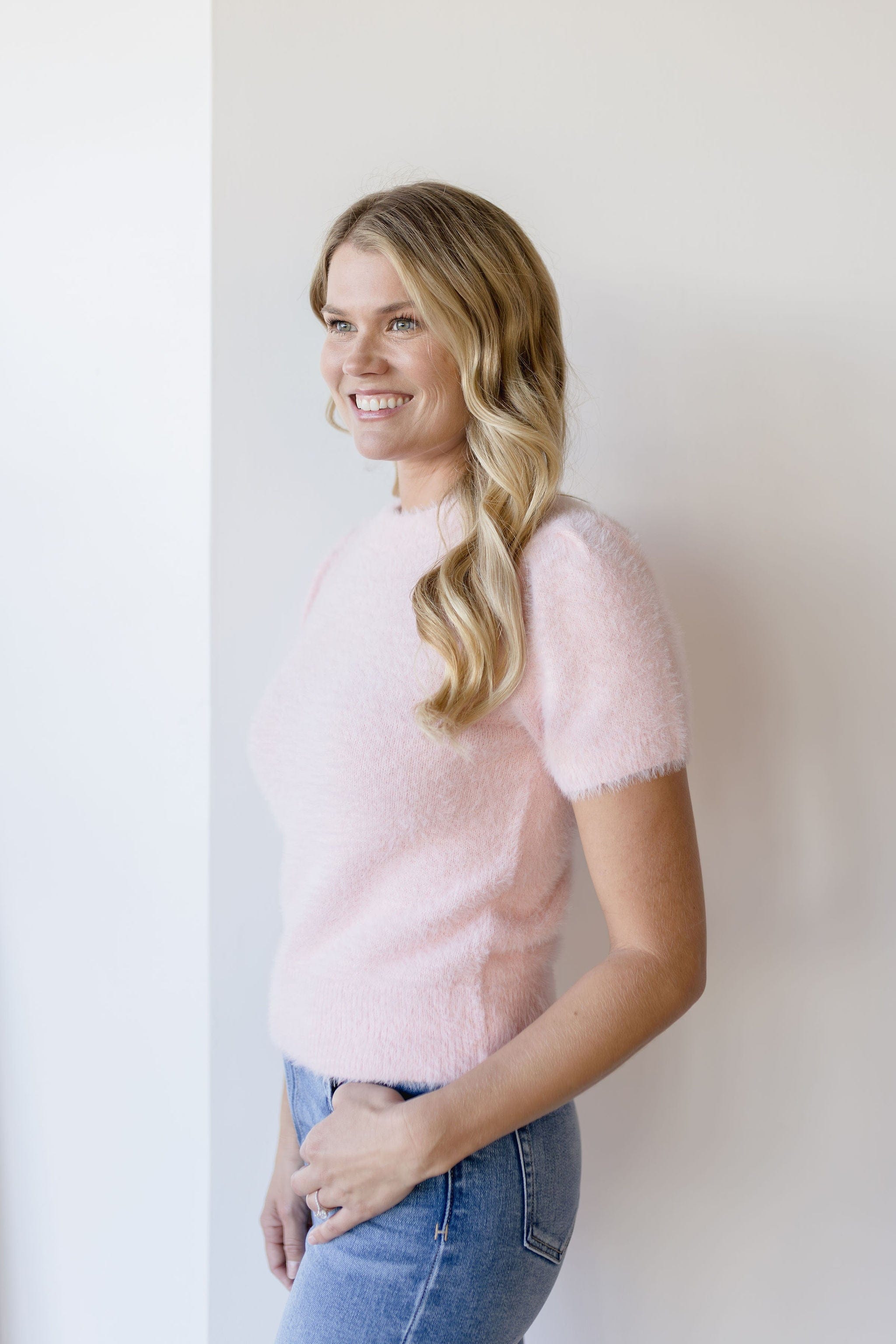 Love Bug Fuzzy Short Sleeve Sweater