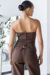 Troye Strapless Twill Top Troye Strapless Twill Top