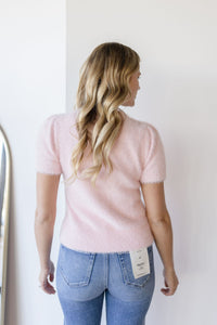 Love Bug Fuzzy Short Sleeve Sweater