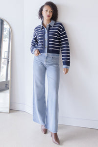 Maribelle Stripe Knit & Denim Cardigan