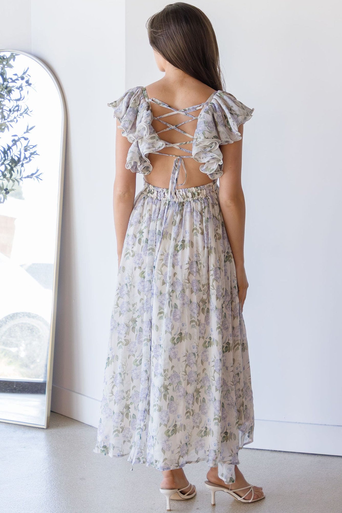Jillian Flutter Sleeve Midi Dress