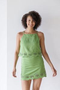 Taniya Embroidered Linen Tank Top