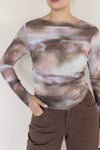 Bronte Ruched Long Sleeve Mesh Top Bronte Ruched Long Sleeve Mesh Top