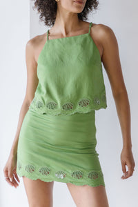 Taniya Embroidered Linen Mini Skirt