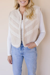 Revie Lace Trim Shearling Vest