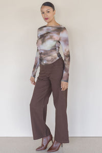 Bronte Ruched Long Sleeve Mesh Top Bronte Ruched Long Sleeve Mesh Top